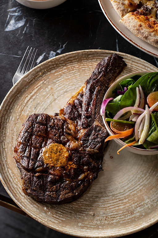 Perfectly cooked steak for serving